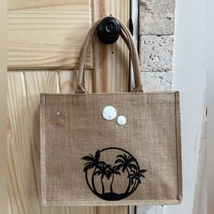 Custom Ig burlap jute beach, grocery tote, Easter basket
15.3 × 12.2 × 5.9  #7
